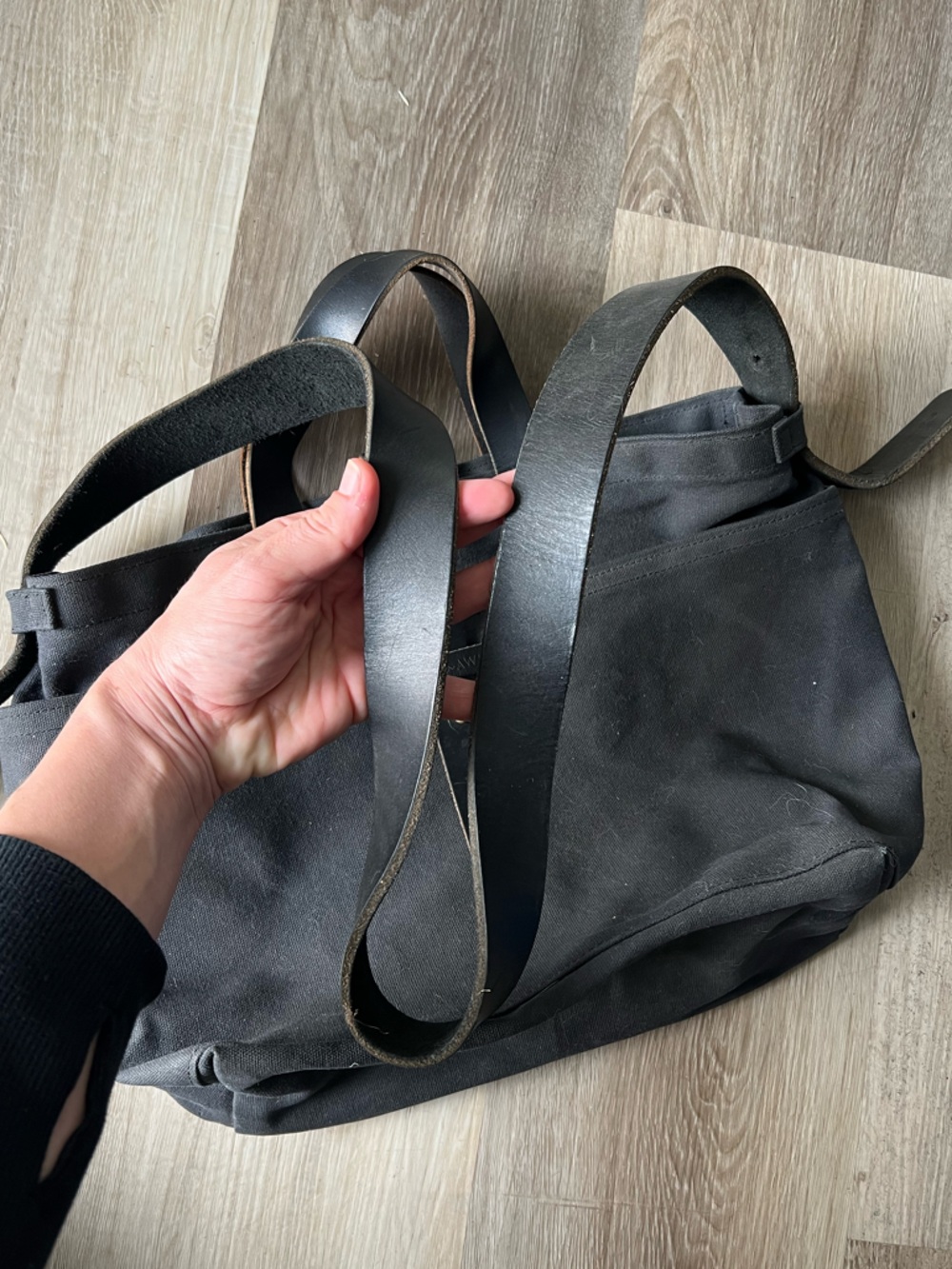 Peg and Awl Waxed Canvas Tote Bag All Black - Picture 6 of 10